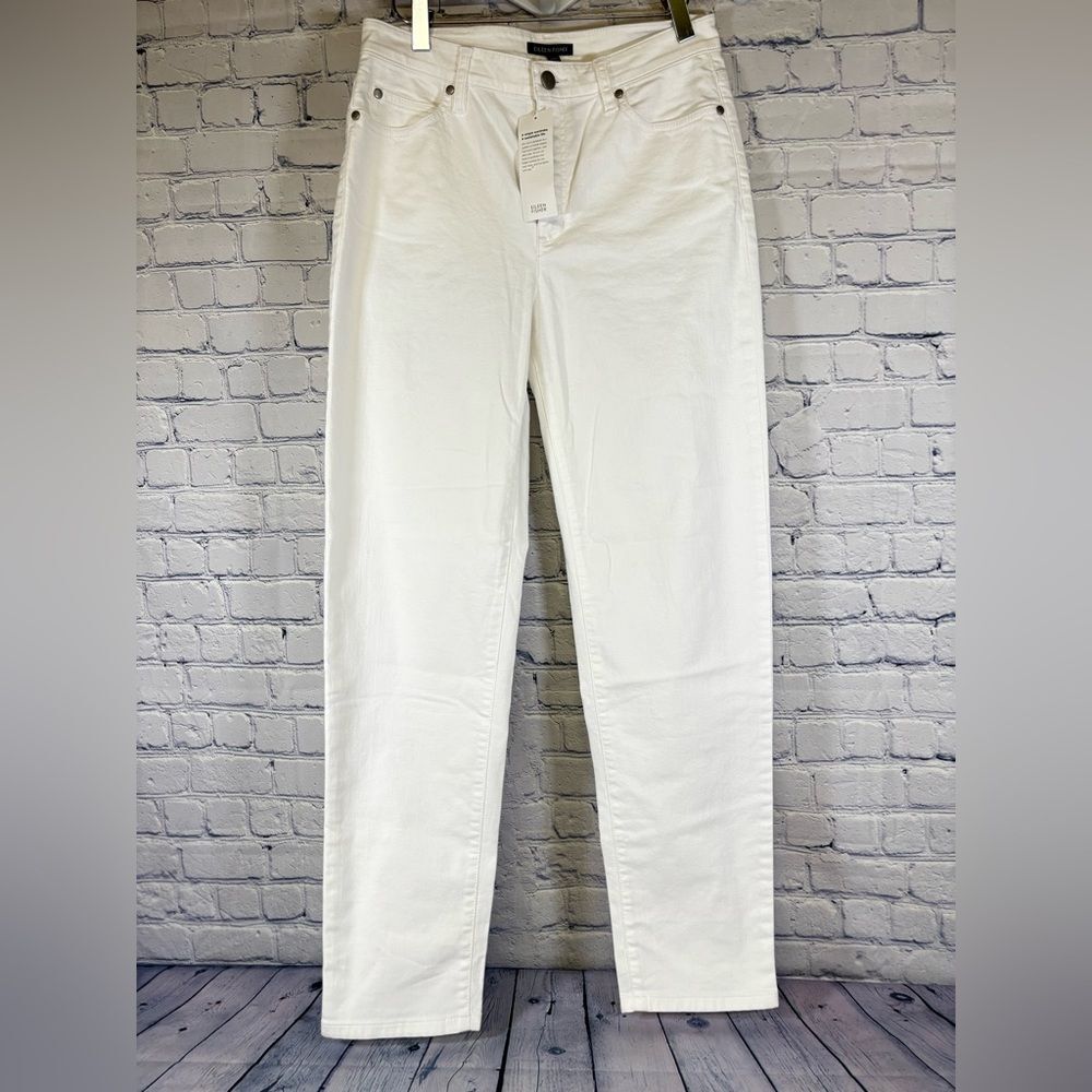NWT Eileen Fisher Organic Cotton White Crop Slim Fit Modern Classic Jeans 6P